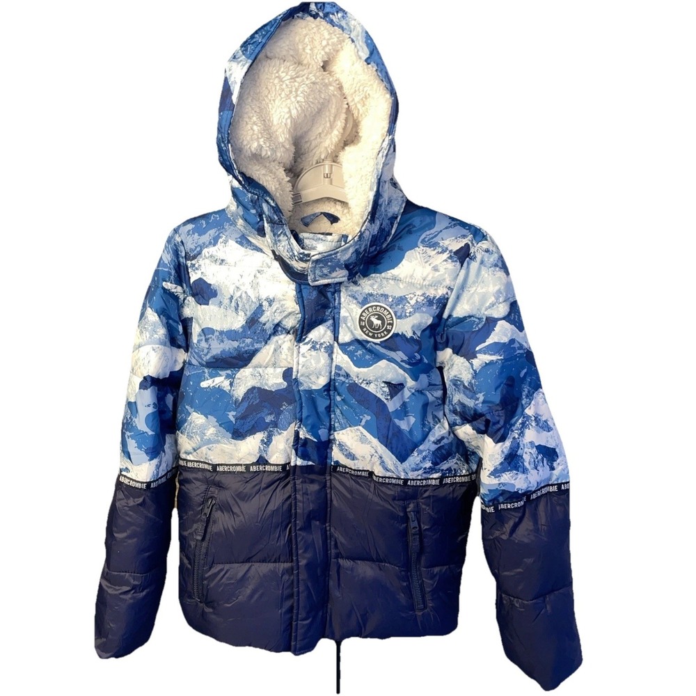 Abercrombie Kids Sherpa Lined Boys Jacket Size 11/12 Blue White‎